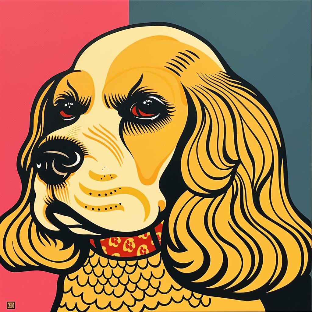 cocker  spaniel  dog  red  collar  yellow  background  cute  pet  animal 973272