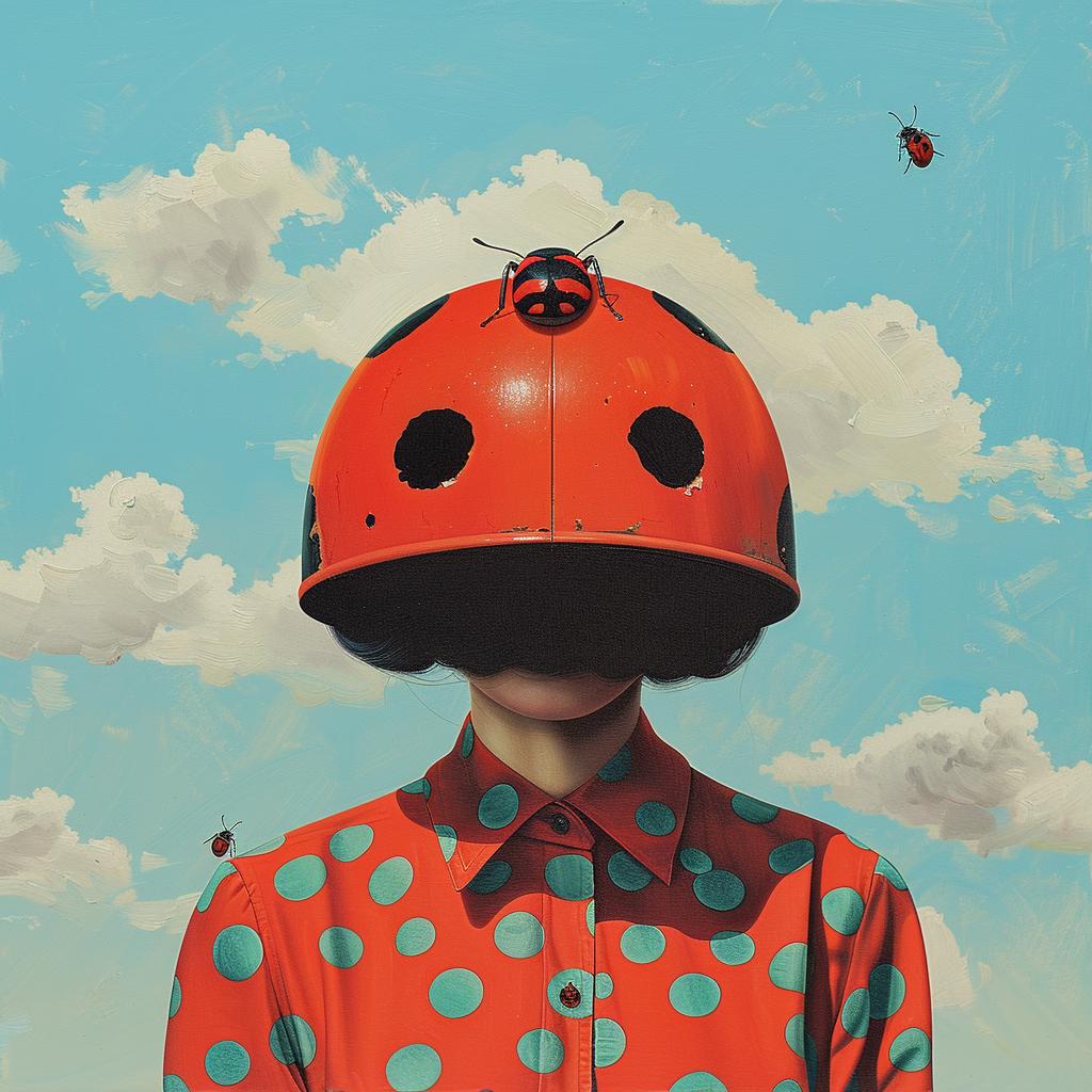 Surreal  Woman  Helmet  Ladybug  Creative  Album  Cover  Joan  Cornella  Red 1017631