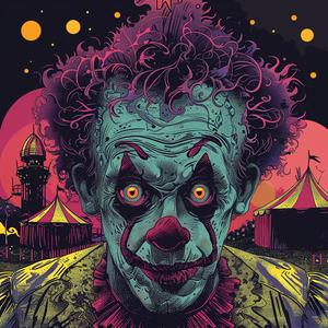 circus  absurd  clown  red  eyes  purple  wig  Dan  Hipp  art 1075494
