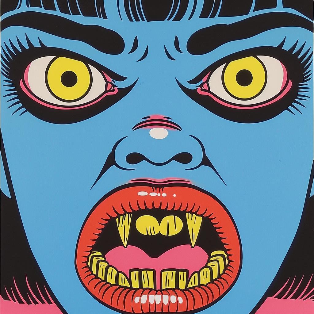 horror  Japanese  poster  Junji  Ito  woman  face  teeth  graphic  art 1022469