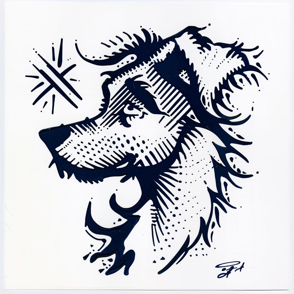 رسم كلب بوردر كولي باللونين الأبيض والأسود، رسم نجمي، رسم توضيحي لحيوان أليف، فن الكلاب 1028168