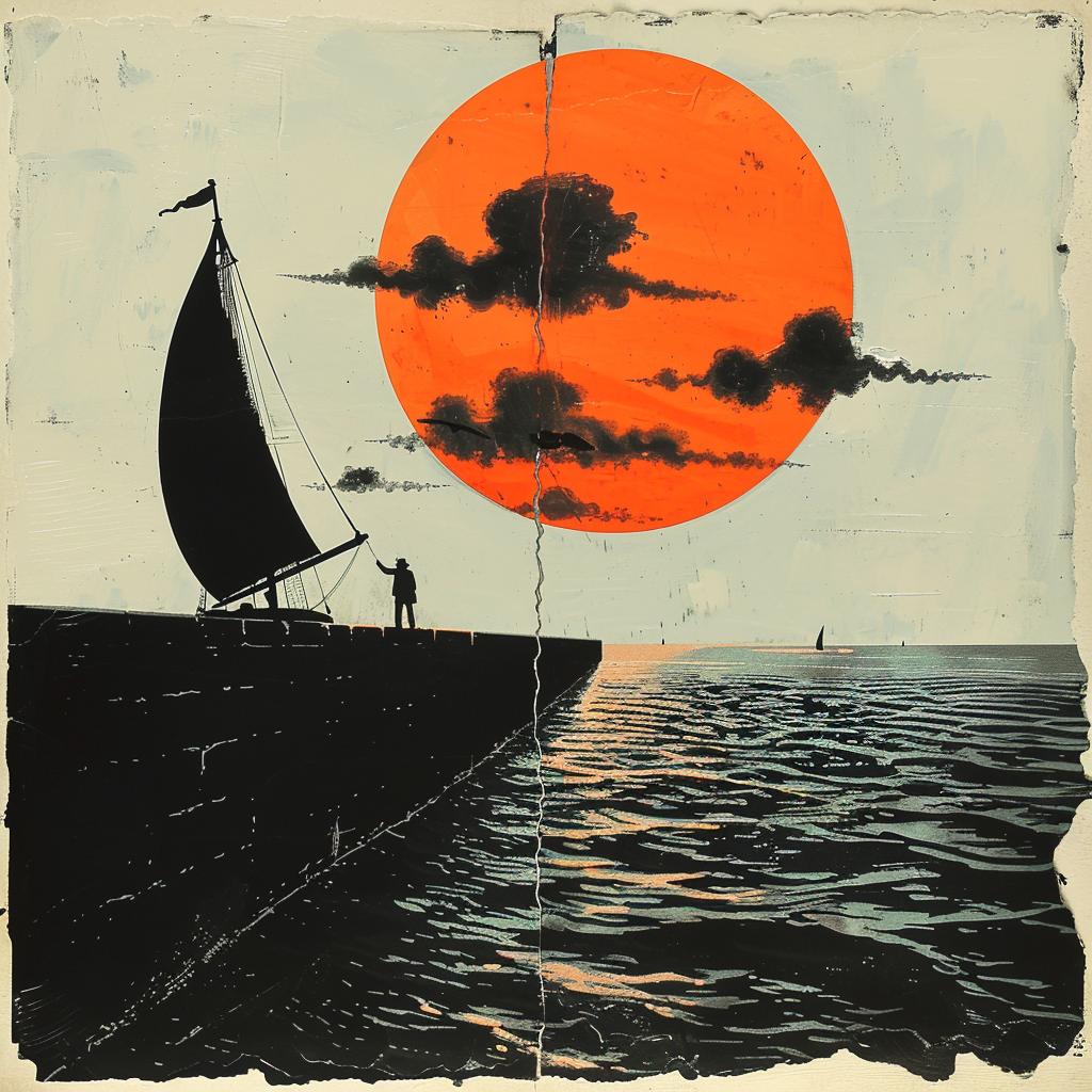 sailboat  ocean  sunset  orange  painting  Quint Buchholz  seascape  tranquil  colorful  landscape 929749