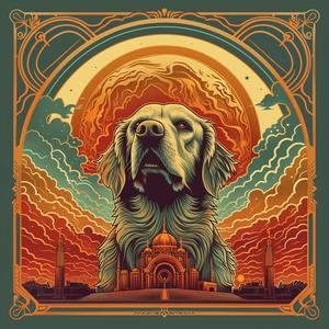 golden  retriever  poster  dog  person  animal  pet  illustration  canine  style 1072030