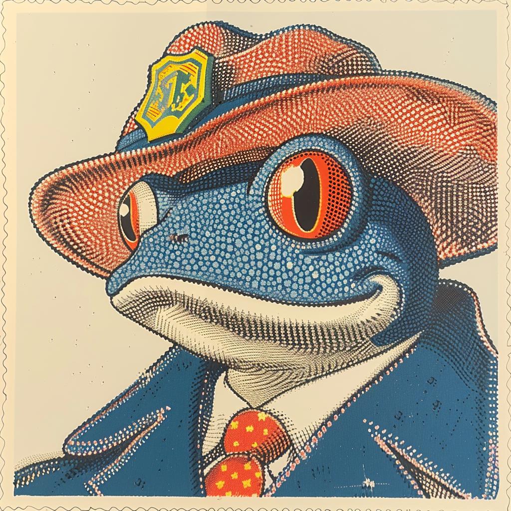 frog  officer  tie  surreal  lighting  glow  volumetric  art  poster  design 962874
