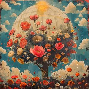 flowerpunk  joy  painting  clouds  sunlight  nature  colorful  whimsy  landscape  floral 1040404