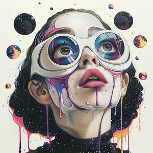 امرأة ترتدي نظارات، رسم كاندنسكي، صورة فنية إبداعية ملونة، تعبير رقم 1073454