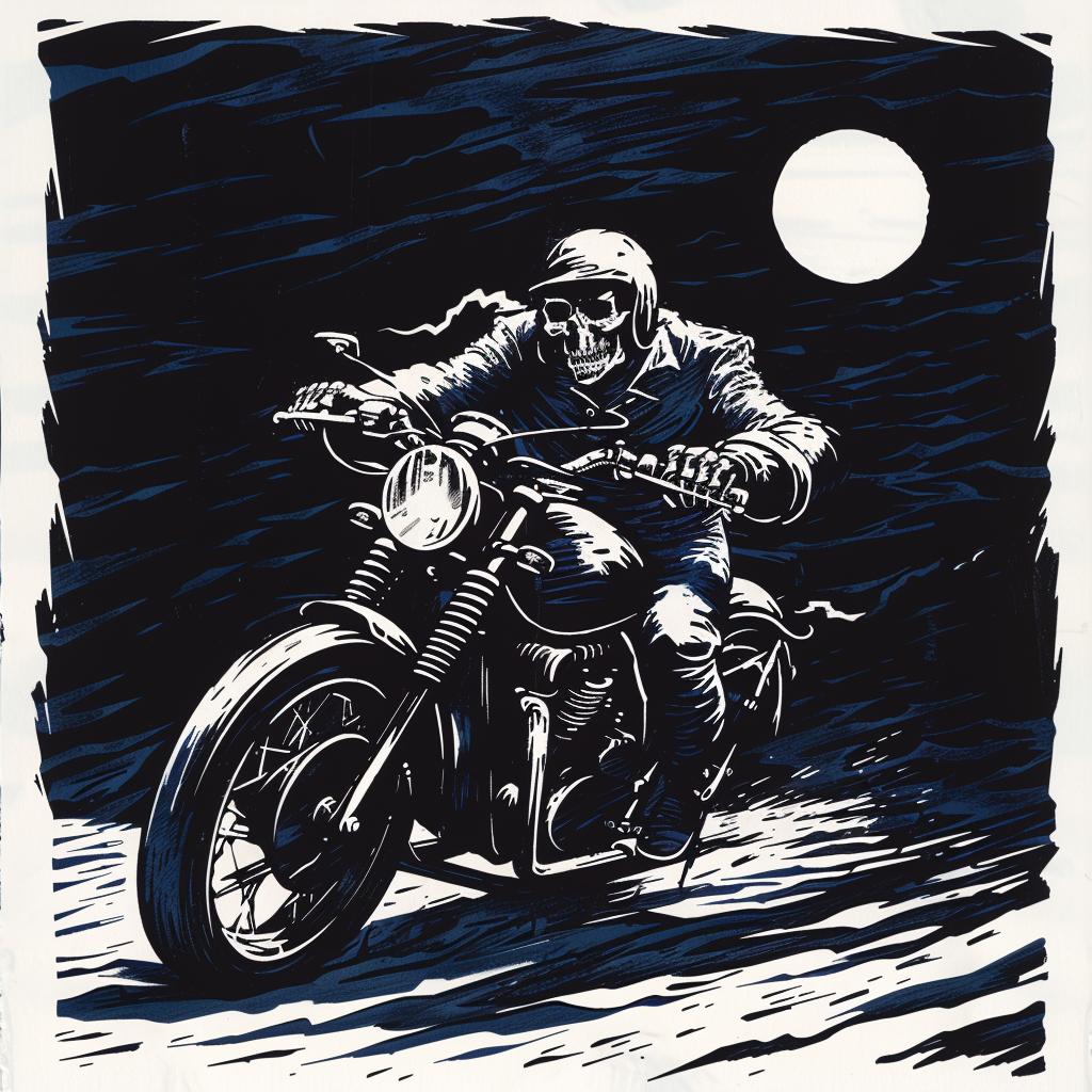 skeleton  motorcycle  drawing  black  white  art  sketch  biker  illustration  macabre 1025564