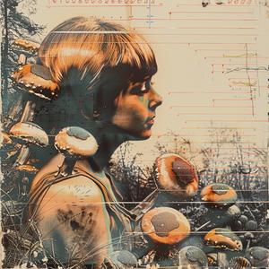 chromolithography  girl  mushroom  head  painting  Andreas Levers  colorful  2022  whimsical  fantasy 1038204