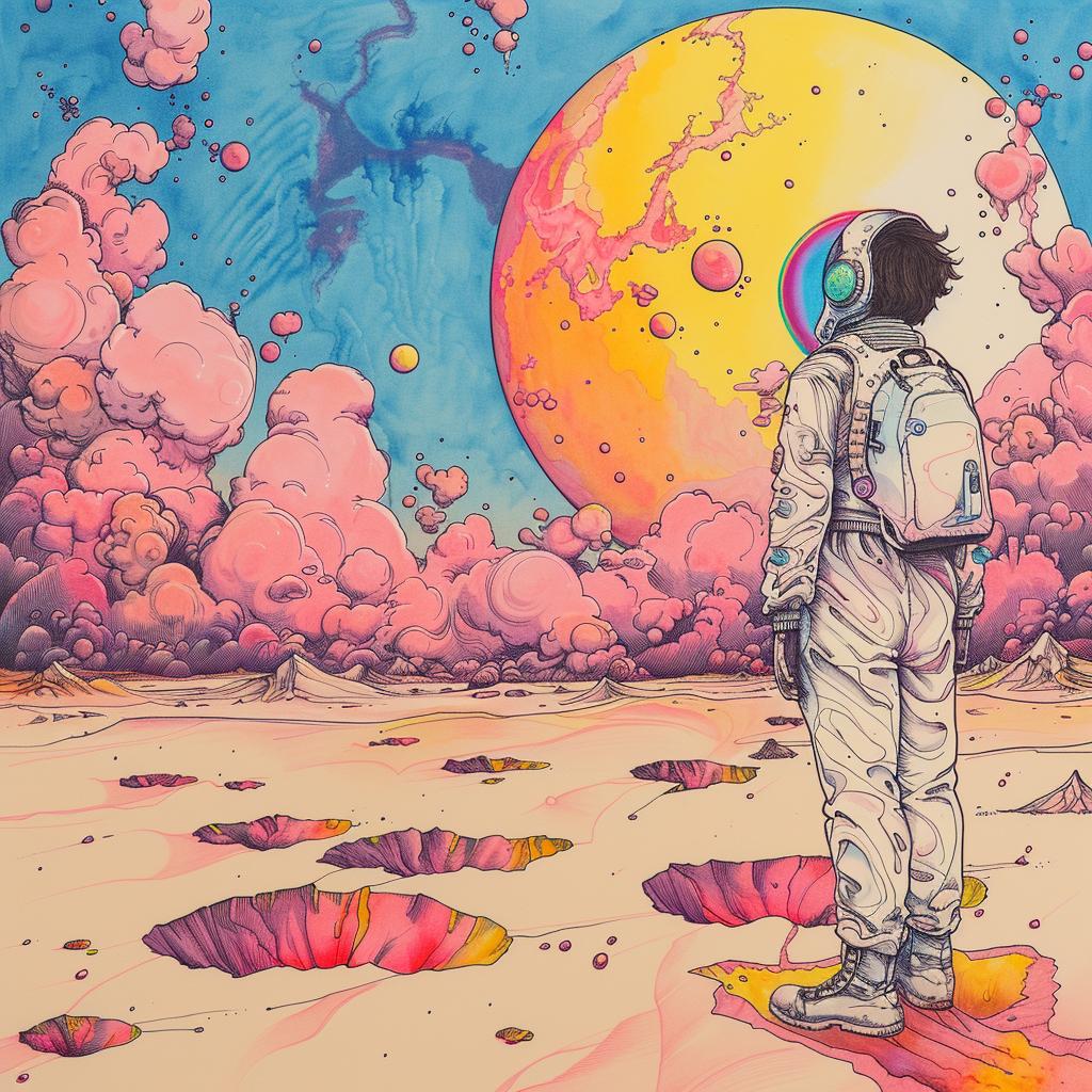 astronaut  sky  pink  purple  galaxy  quint buchholz  dreamlike  space  otherworldly  vivid 929606