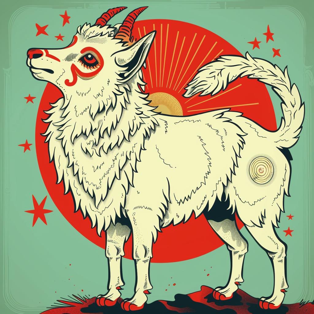 mythical  creature  hybrid  wolf  sheep  fantastical  unique  animal  red  sun 941193