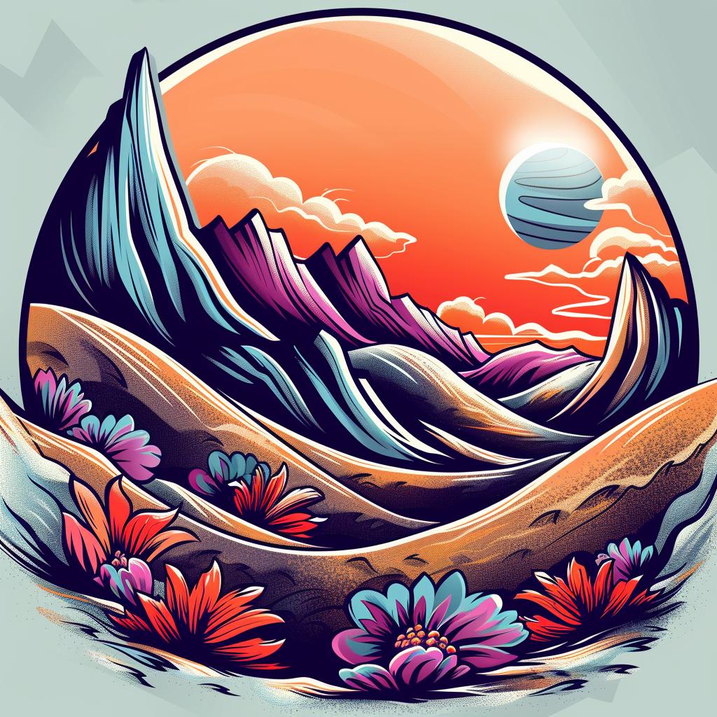 album  art  flowerpunk  desert  landscape  teal  orange  flowers  mountains  digital 941771