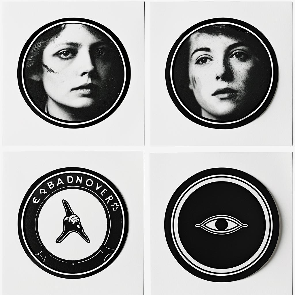 contact  sheet  stickers  black  white  women  faces  image  design  collection 958623