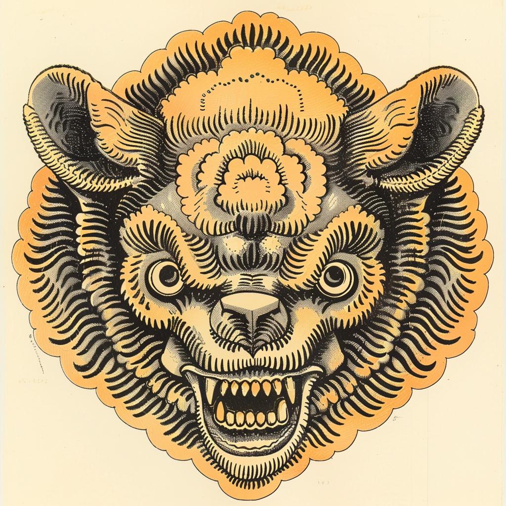 mythical  creature  hybrid  wolf  sheep  seamless  wildness  shading  drawing  head 934513