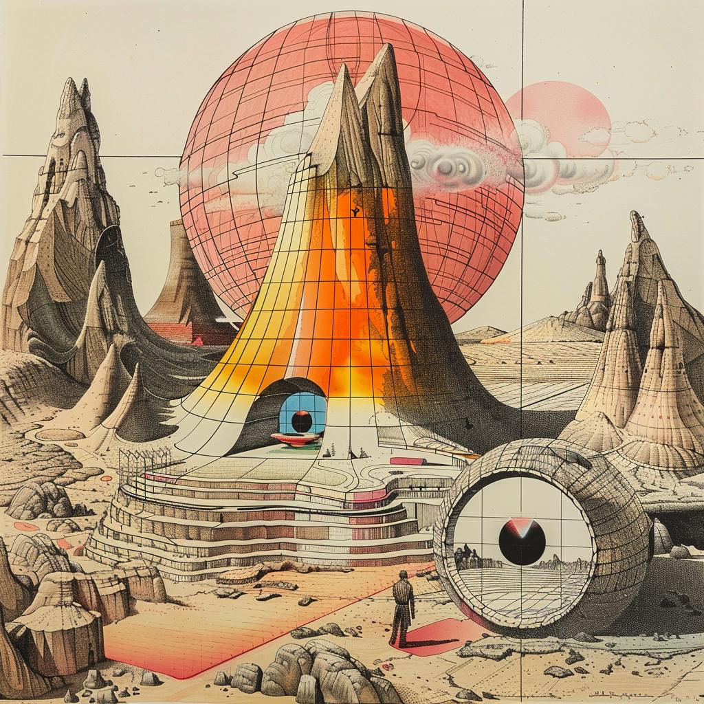 futuristic  city  red  sphere  sci-fi  1976  fantasy  drawing  urban  imaginative 1036196