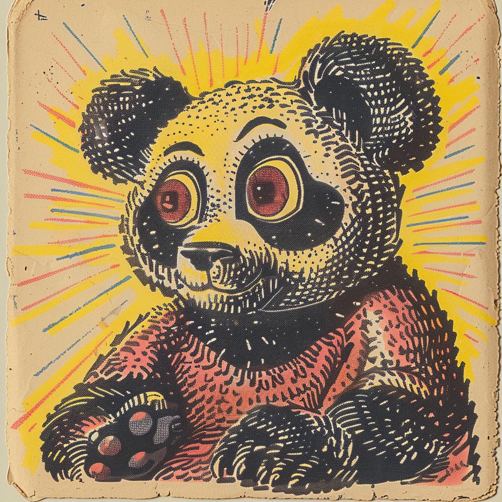 panda  three-eyed  Kandinsky  tile  yellow  contemporary  graphic  design  vibrant  animal 917026