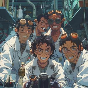 anime  scene  scientists  experiment  facial  expression  minimalist  colorful  exaggerated  cyberpunk 1075415