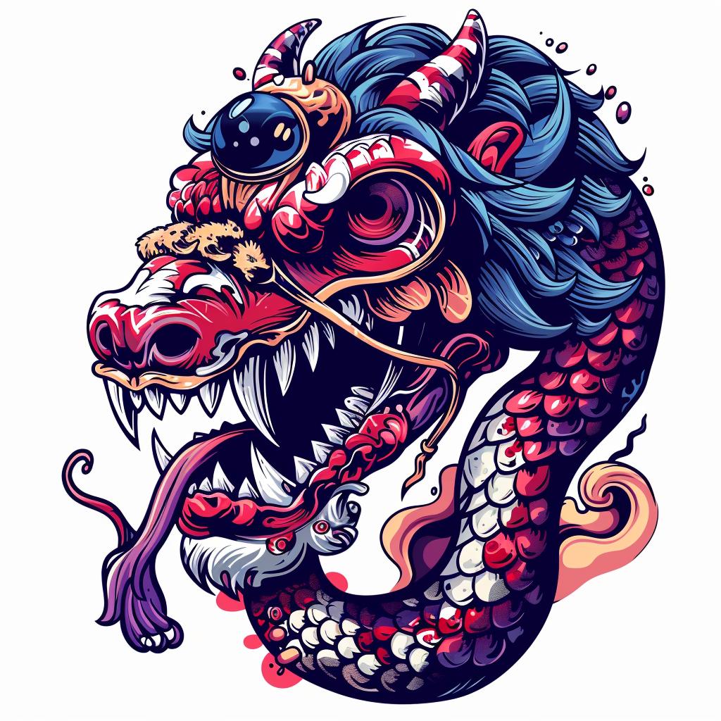 Nychos  dragon  head  hybrid  mythical  creature  blues  reds  art  illustration 931470