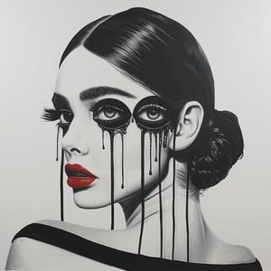 PopArt  brunette  model  fourEyes  dripping  eyeMakeup  airbrush  highlights  whiteBackground  TroyBrooks 1074148