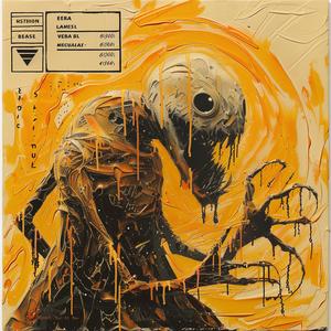yellow  background  encaustic  paint  album  cover  art  skull  detail  vines 1065938