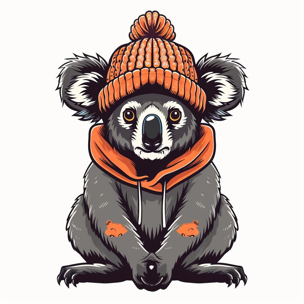 koala  cute  anthropomorphic  hat  scarf  vector  minimal  illustration  street  culture 958716