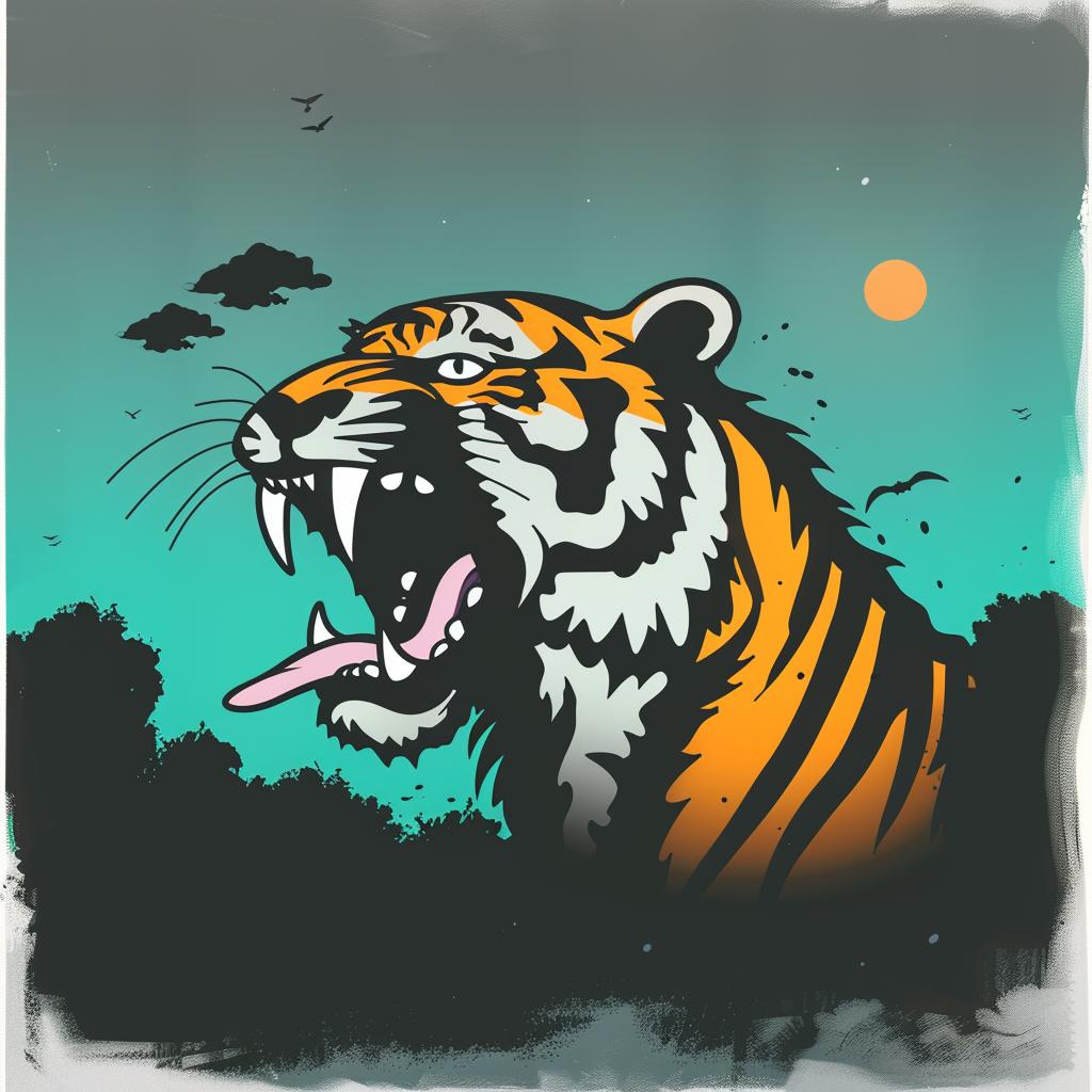 tiger  snarling  wildlife  fierce  art  illustration  animal  character  mouth  teeth 1027319