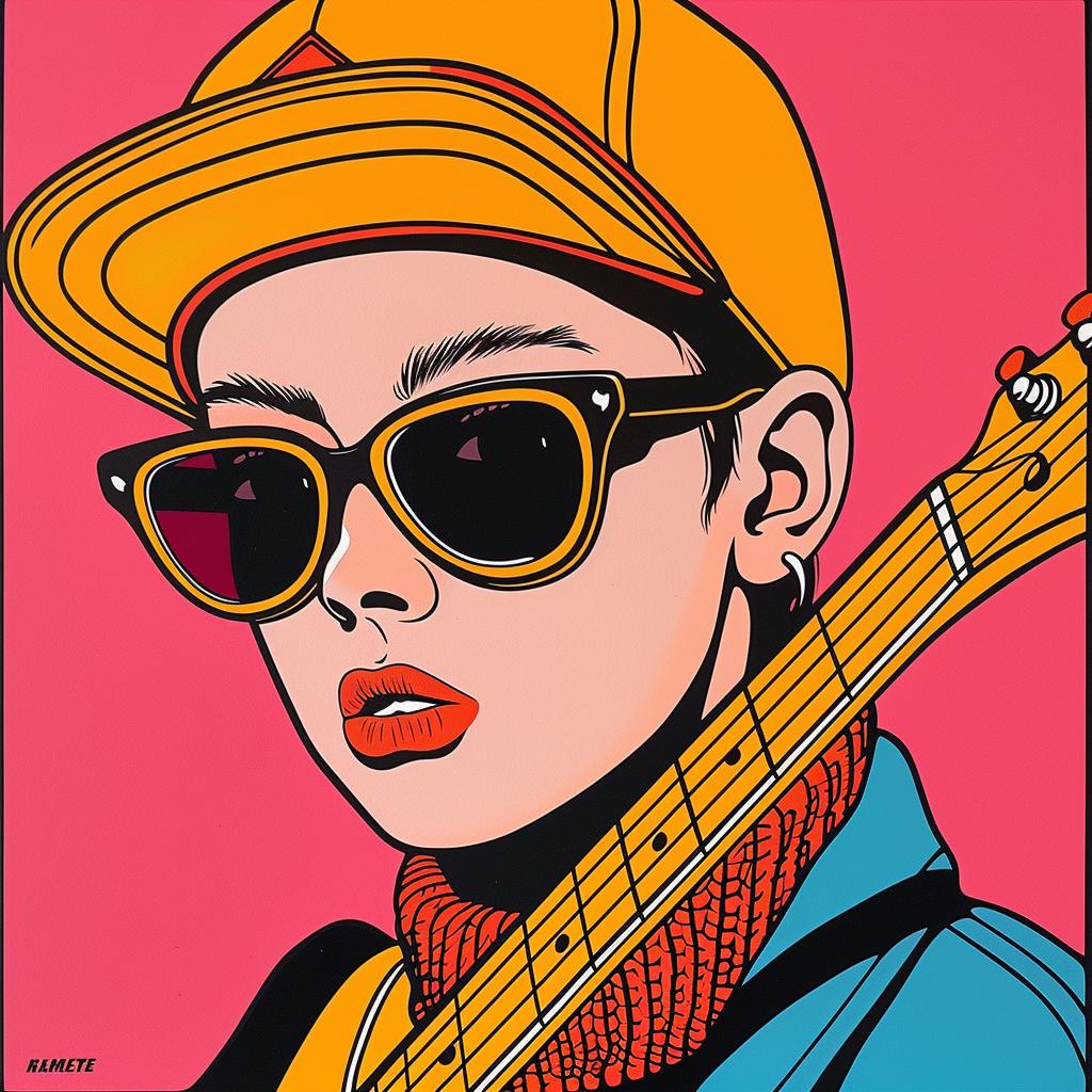 pop  art  illustration  girl  sunglasses  hat  colorful  vibrant  stylized  expression 1024730