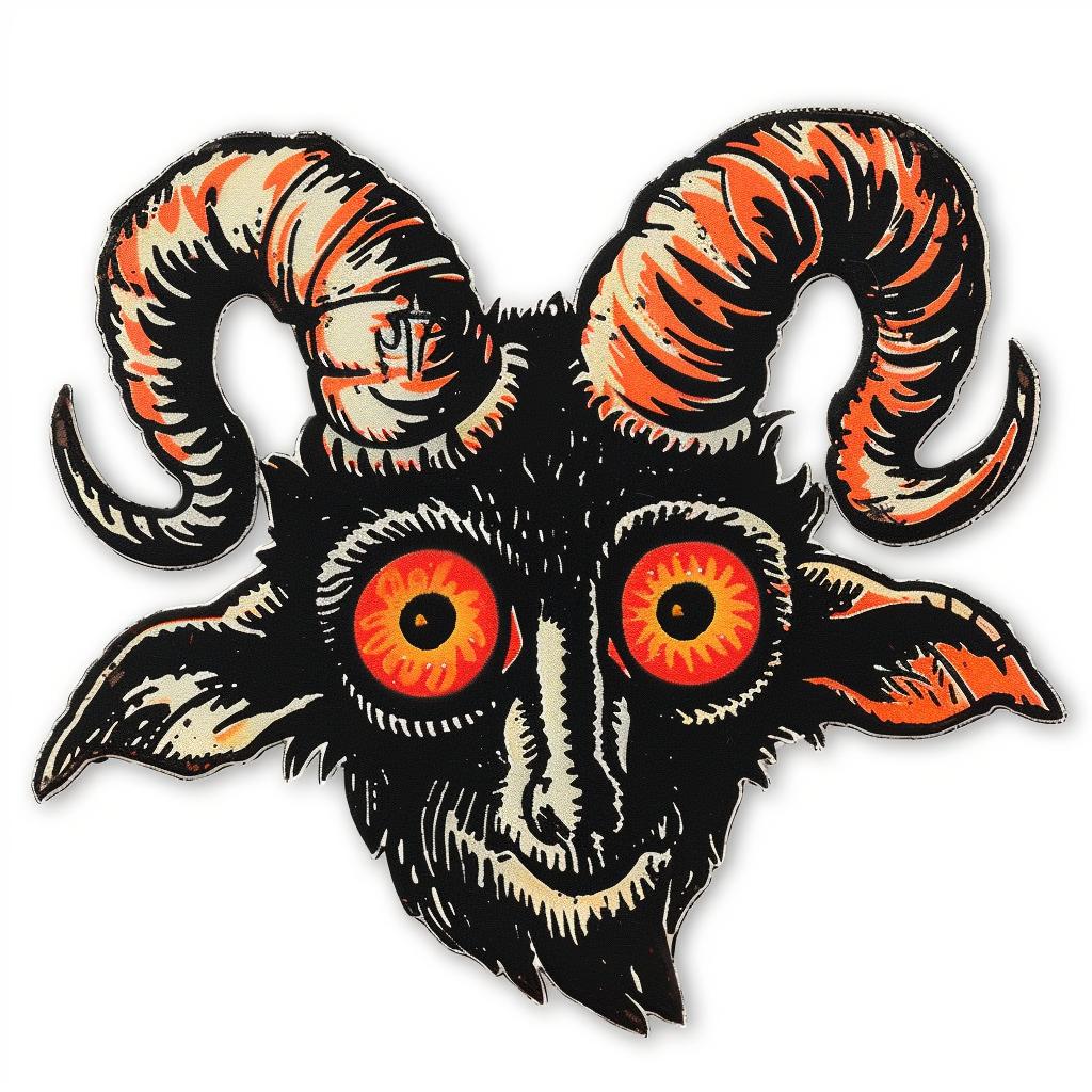 goat  head  badge  design  dark  occult  spiritual  introspective  white  background 926894