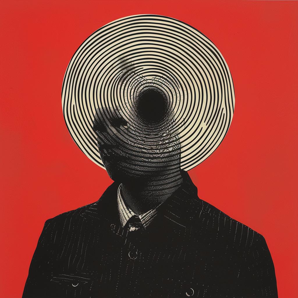 man  circular  head  red  background  Bruno  Munari  creative  art  design 960527