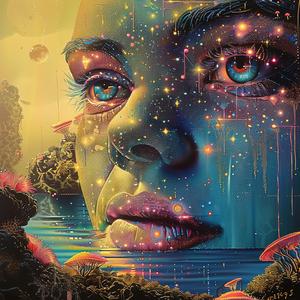 glitter  drawing  woman  colorful  face  stars  creative  whimsical  decorative  artistic 1054689