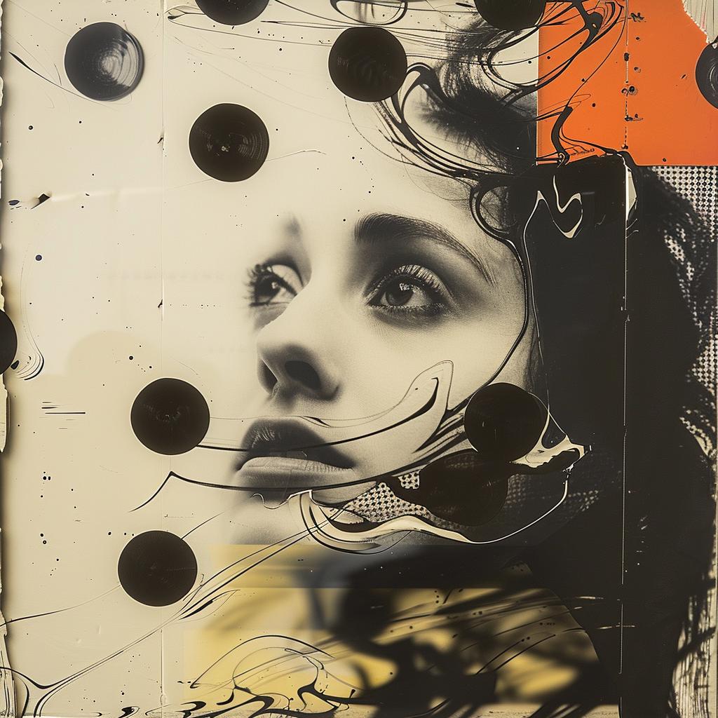 woman  face  black&white  polka  dots  background  stylized  modern  graphic  artistic 1020060