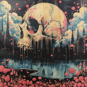 skull  flowers  black  screenprint  art  gothic  colorful  graphic  contrast  pattern 1038100