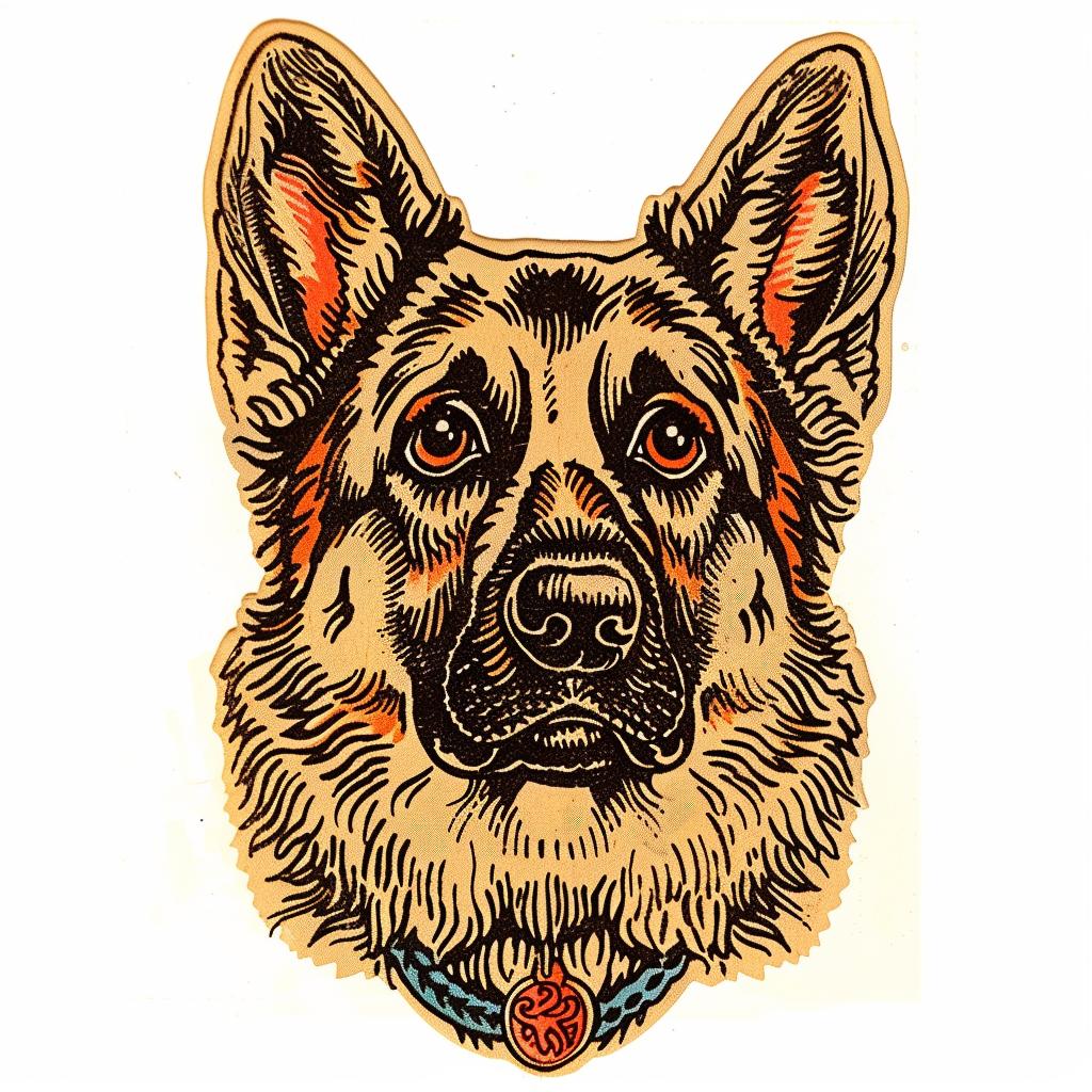 german  shepherd  sticker  dog  white  background  cute  illustration  animal  design 943004