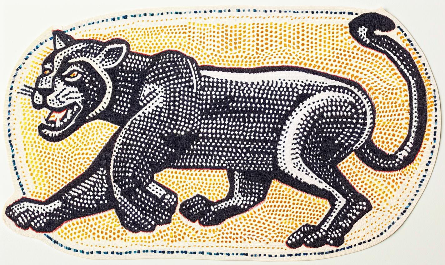 tiger  black  white  painting  patch  streetwear  minimal  stitch  chenille  leaping 961084