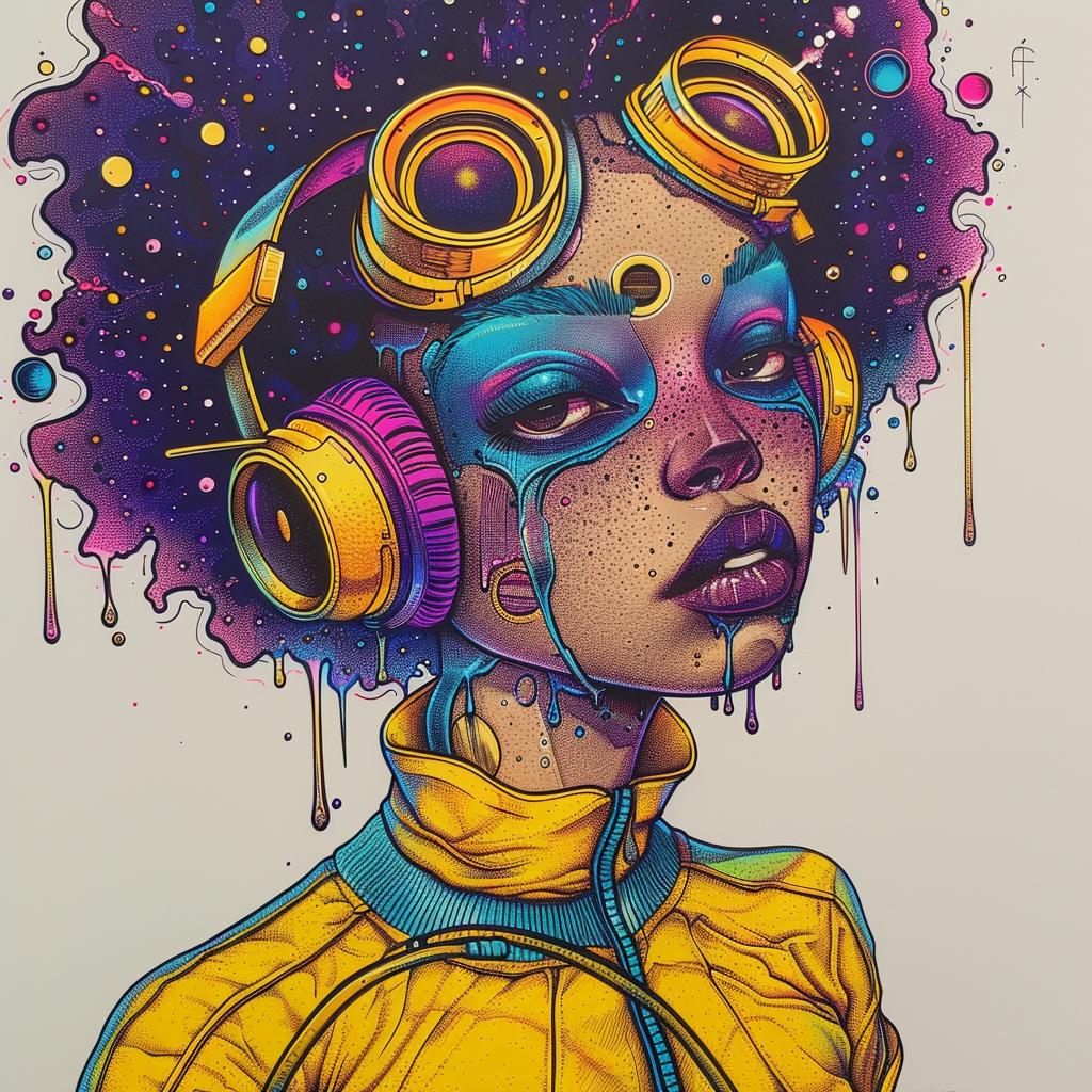 PopArt  DJ  headphones  afro  makeup  TroyBrooks  drawing  woman  expression  colorful 939136
