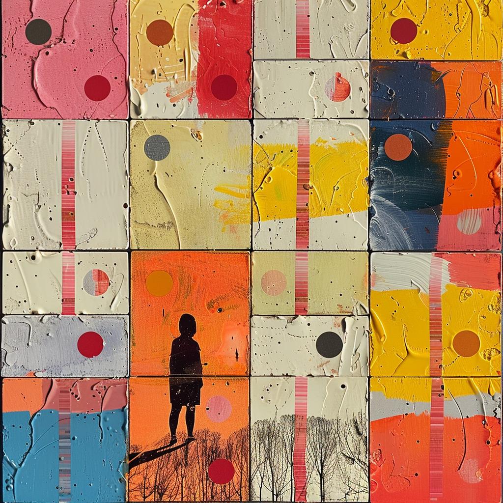 encaustic  paint  impasto  palette-knife  colorful  abstract  artwork  man  standing  square 1016075