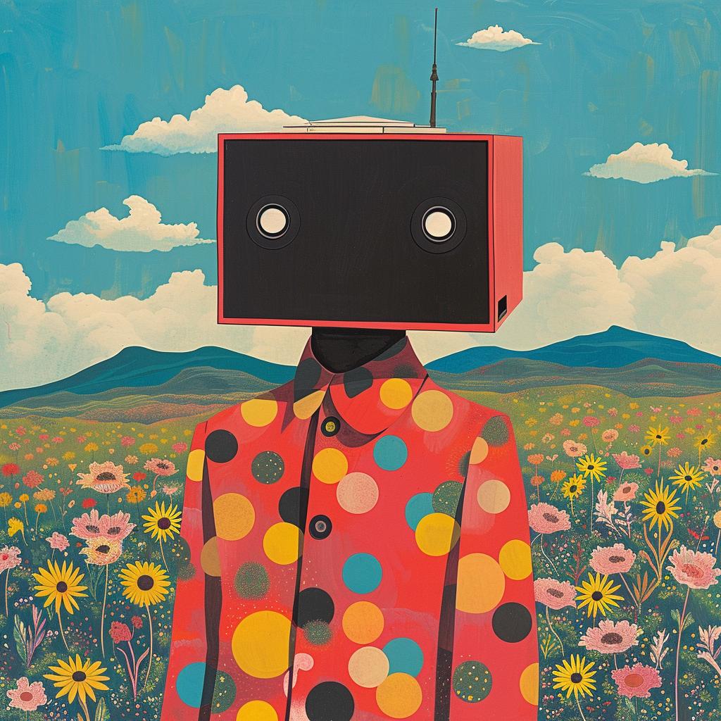 surreal  album  cover  robot  flowers  colorful  imaginative  playful  artistic  Joan 1018093