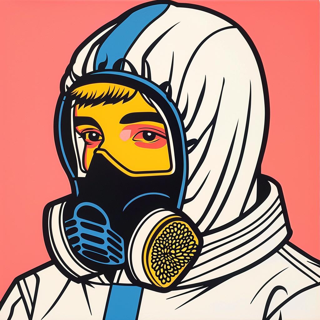 hazmat  worker  mask  Francesco  Francavilla  symmetrical  Japanese  design  minimal  bold 1025097