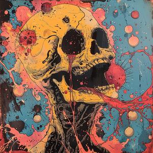 skull  painting  blood  surreal  chaos  deathmetal  disintegration  Risograph  Symbolist  screenprinting 1078244