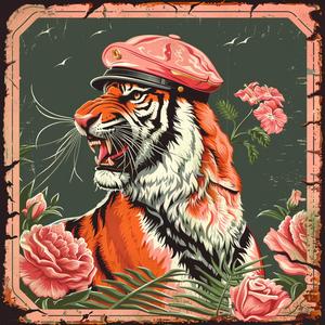 tiger  cap  roses  chromolithography  color  nature  art  flowers  animals  portrait 1052958