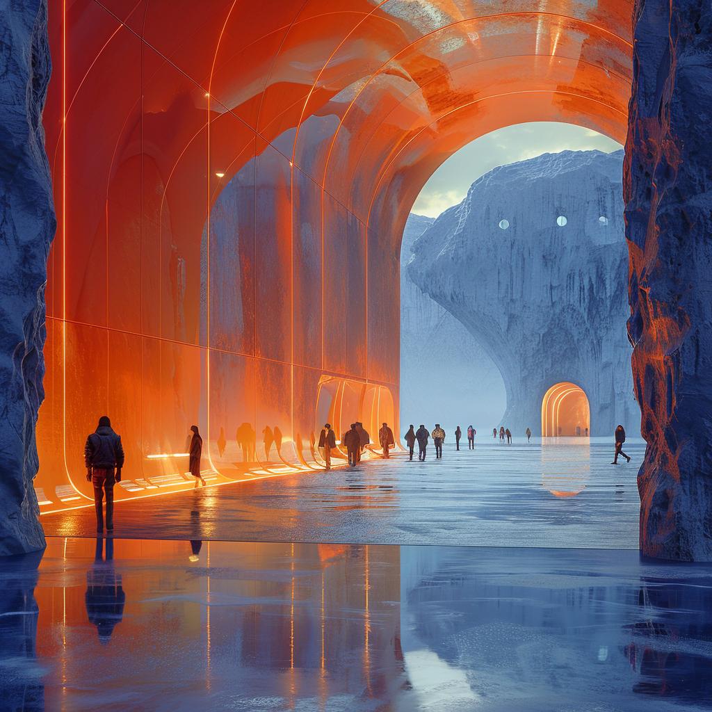 blue  orange  double  exposure  sci-fi  people  tunnel  surreal  volumetric  light 1031141