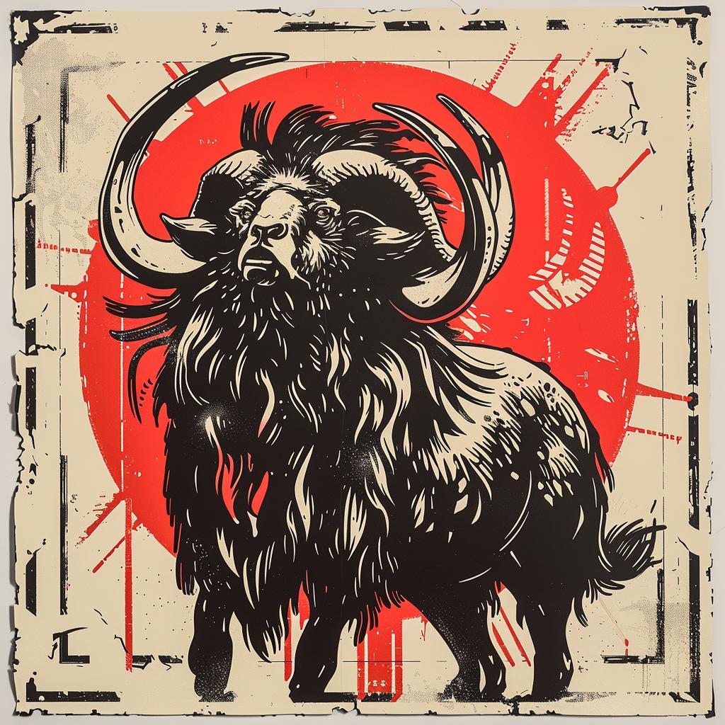 mythical  hybrid  ram  red  sun  fantastical  creature  art  unique  design 941049