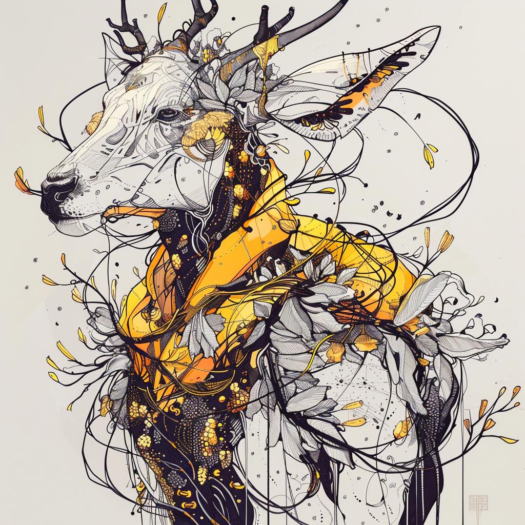mythical  creature  deer  flowers  drawing  hybrid  unique  fantastical  essence  world 953167