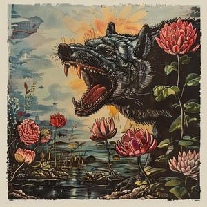 chromolithography  wolf  water  flowers  nature  animal  artwork  watercolor  illustration  vivid 1056846