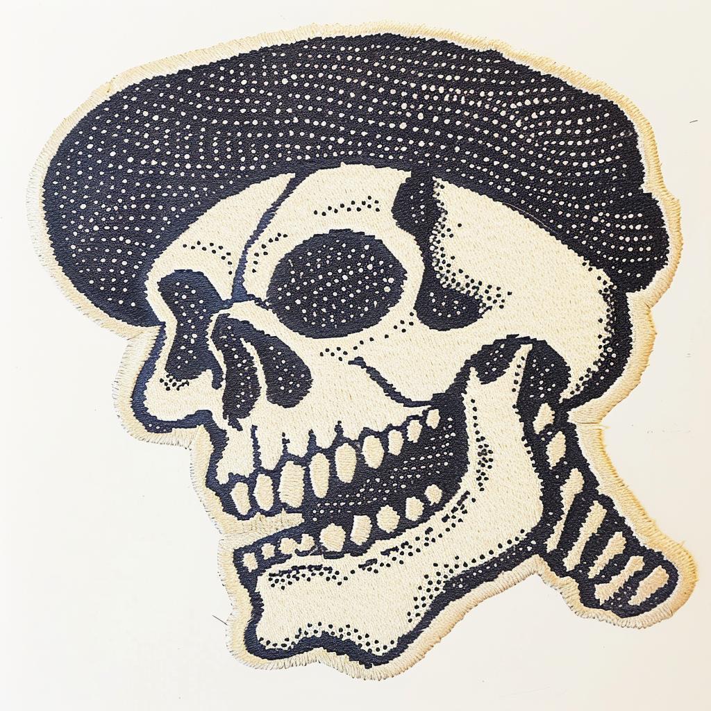 patch  streetwear  skull  chenille  beret  hip-hop  cool  minimal  design  white 961194