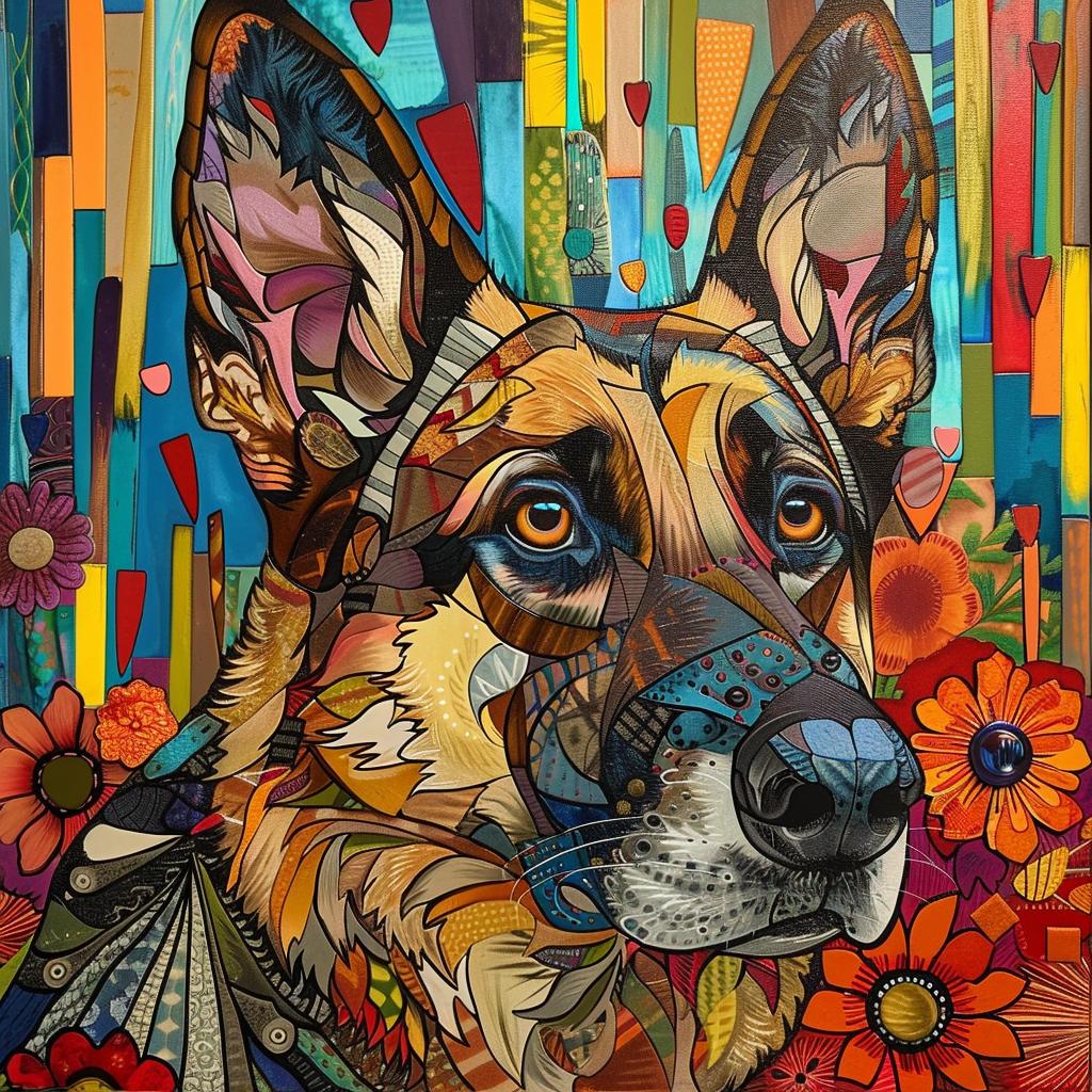 dog  german  shepherd  canvas  print  art  canine  colorful  portrait  stylish 938527