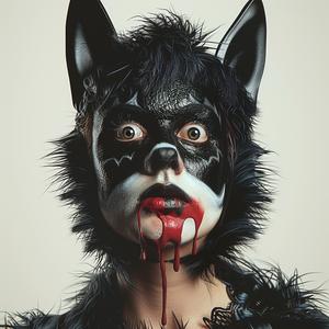 woman  dog  mask  blood  face  costume  dark  surreal  art  expressionism 1039656