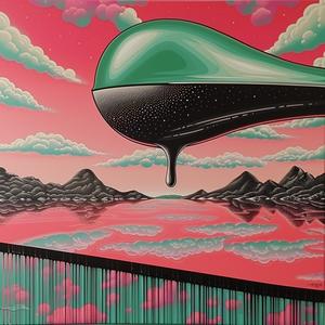 object  green  sky  pink  minimal  chromolithography  playful  surreal  vibrant  PeterMax 1037607