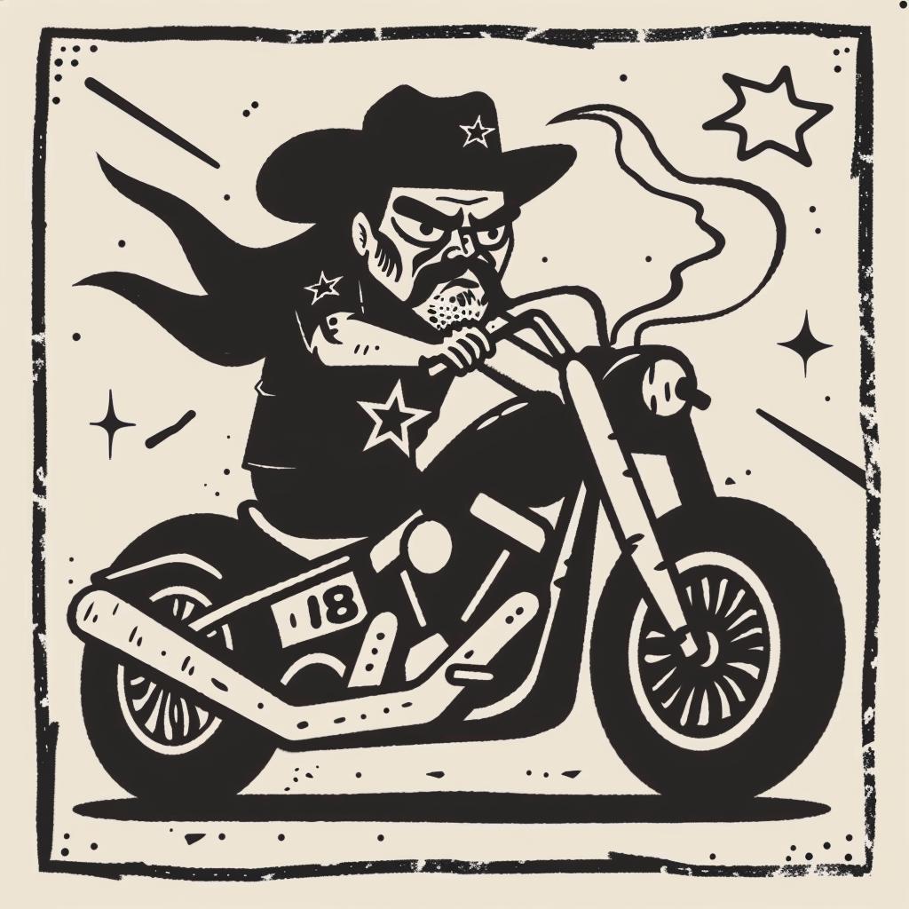 motorcycle  cartoon  illustration  black  white  man  chopper  moustache  smoke  vintage 938134