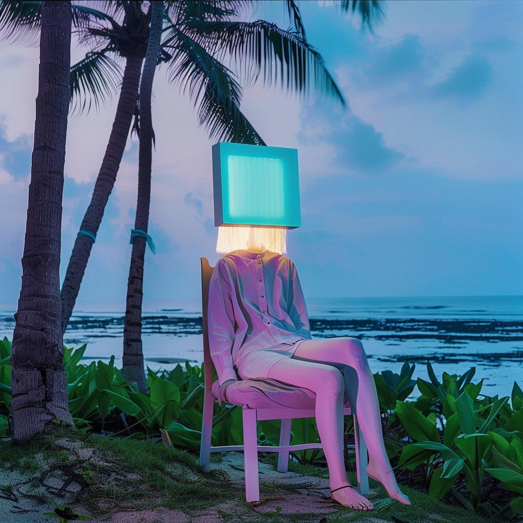 lifestyle  photo  surreal  lighting  glow  Gray  Malin  statue  computer  chair 1027103