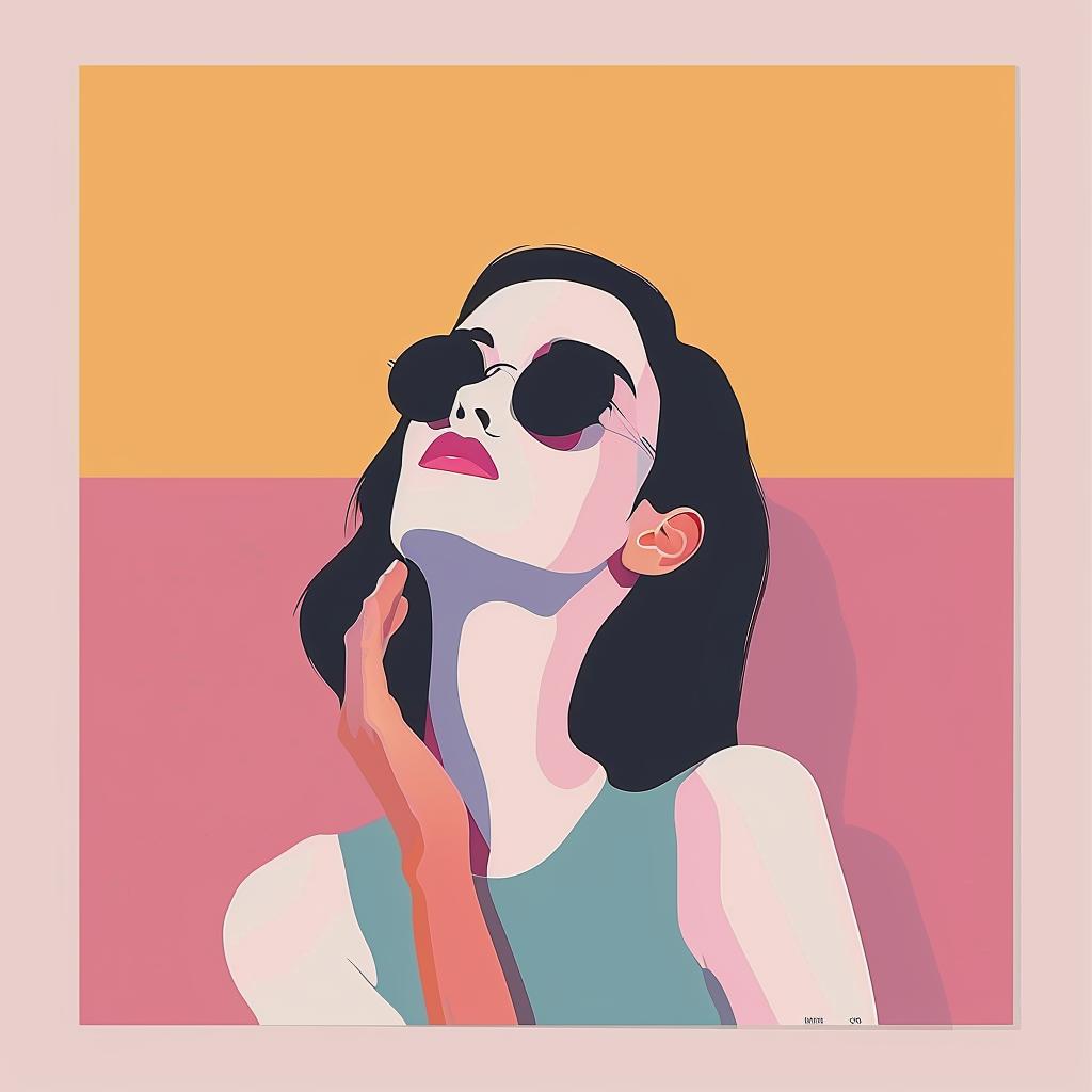 fashion  minimal  illustration  woman  sunglasses  soft  pink  poster  design  vector 939650